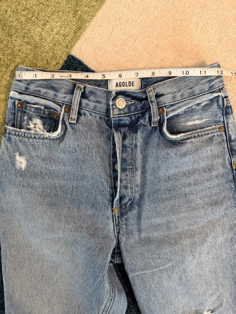 AGOLDE High Rise Straight Leg Jeans Distressed Denim 90s Style Women’s 24 - Picture 5 of 13